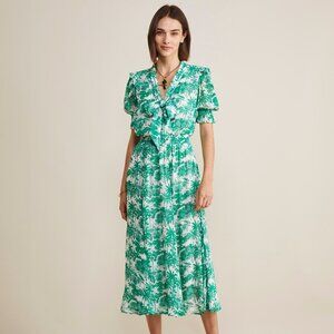 Vineyard Vines Tie Neck Smocked Midi Dress XS